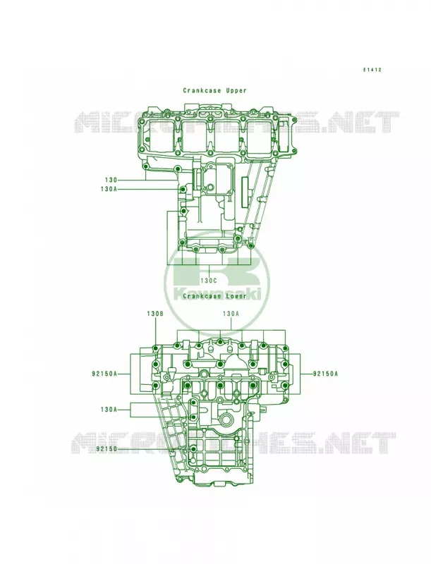 Crankcase Bolt Pattern Kawasaki MOTOS 750 1996 Ninja ZX-7RR  ZX750-N1