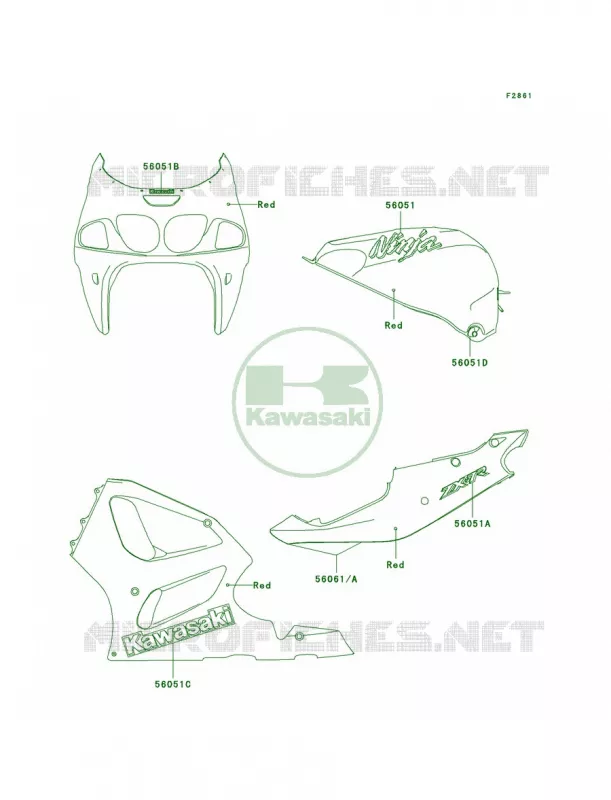 DecalsRedZX750-P1 Kawasaki MOTOS 750 1996 Ninja ZX-7R  ZX750-P1