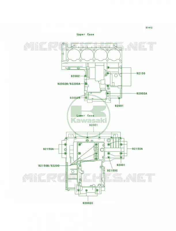 Crankcase Bolt Pattern Kawasaki MOTOS 1100 1995 Ninja ZX-11  ZX1100-D3
