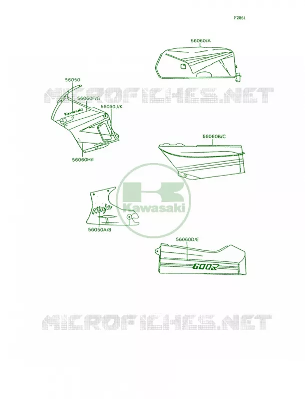 Decals Kawasaki MOTOS 600 1995 Ninja 600R  ZX600-C8