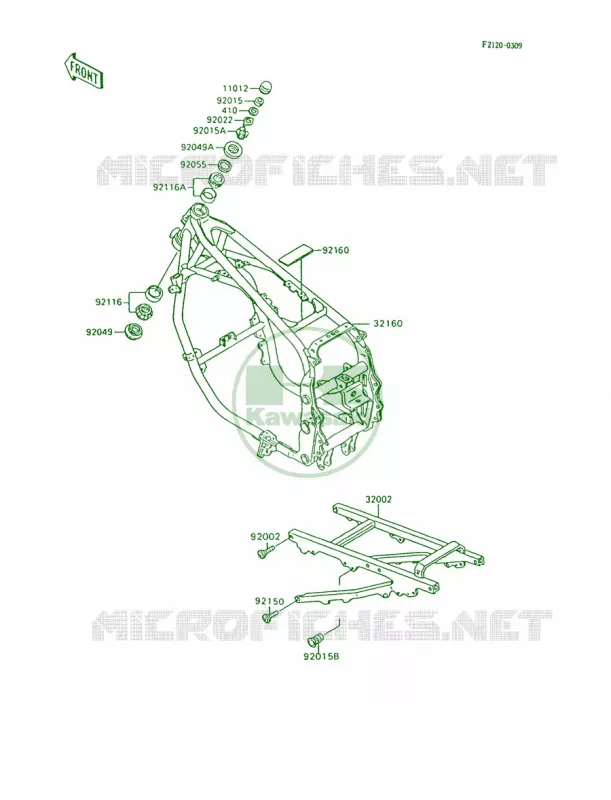 Frame Kawasaki MOTOS 600 1995 Ninja 600R  ZX600-C8