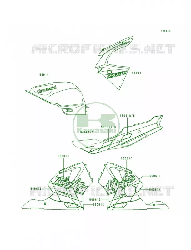 DecalsGreenZX600-F3 Kawasaki MOTOS 600 1995 Ninja ZX-6R  ZX600-F1