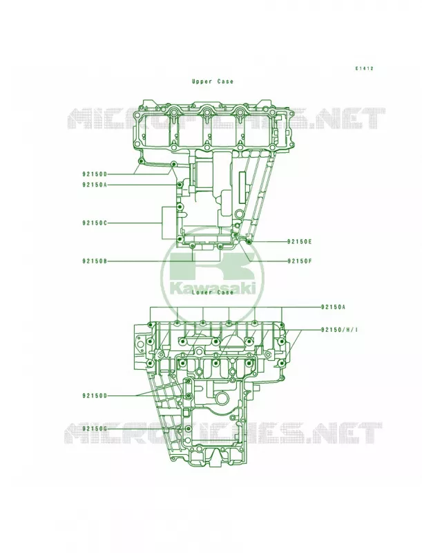 Crankcase Bolt Pattern Kawasaki MOTOS 750 1995 Ninja ZX-7  ZX750-L3