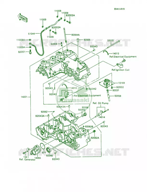 Crankcase Kawasaki MOTOS 600 1994 Ninja 600R  ZX600-C7