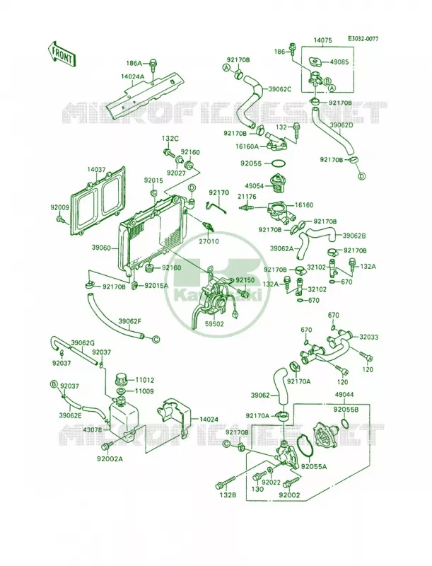 Radiator Kawasaki MOTOS 600 1994 Ninja 600R  ZX600-C7