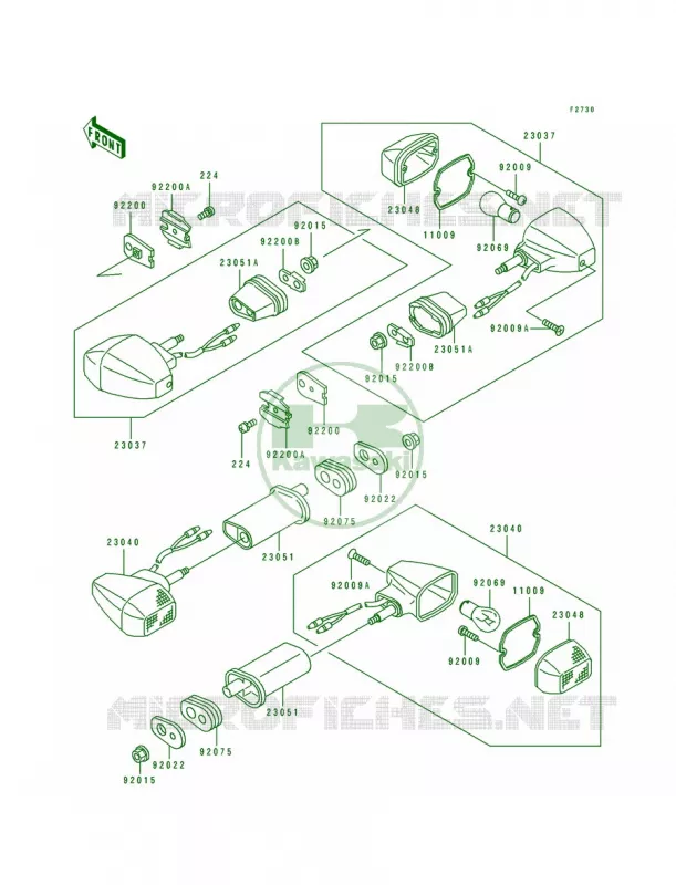 Turn Signals Kawasaki MOTOS 750 1994 Ninja ZX-7R  ZX750-M2
