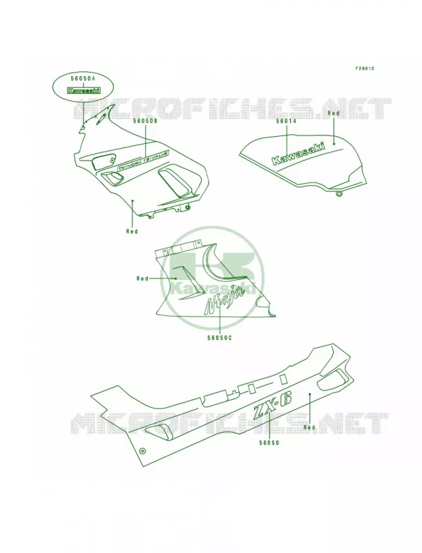 DecalRedZX600- D3 Kawasaki MOTOS 600 1993 Ninja ZX-6  ZX600-D4