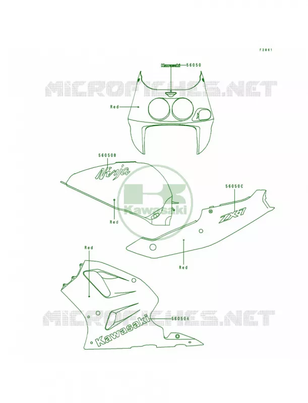 DecalsRedZX750-L1 Kawasaki MOTOS 750 1993 Ninja ZX-7  ZX750-L1