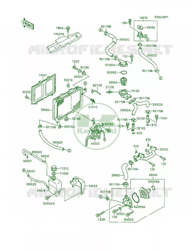 Radiator Kawasaki MOTOS 600 1992 Ninja 600R  ZX600-C5