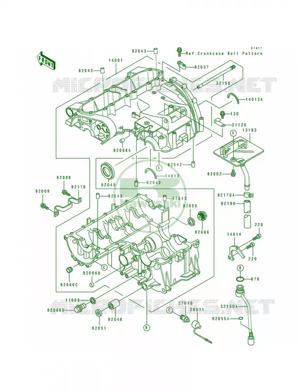 Crankcase Kawasaki MOTOS 600 1992 Ninja ZX-6  ZX600-D3