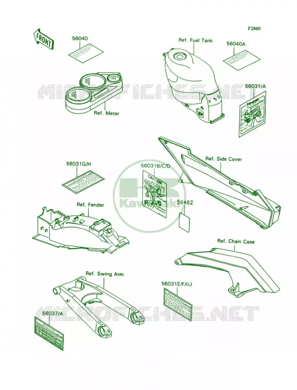 Label Kawasaki MOTOS 1100 1991 Ninja ZX-11  ZX1100-C2