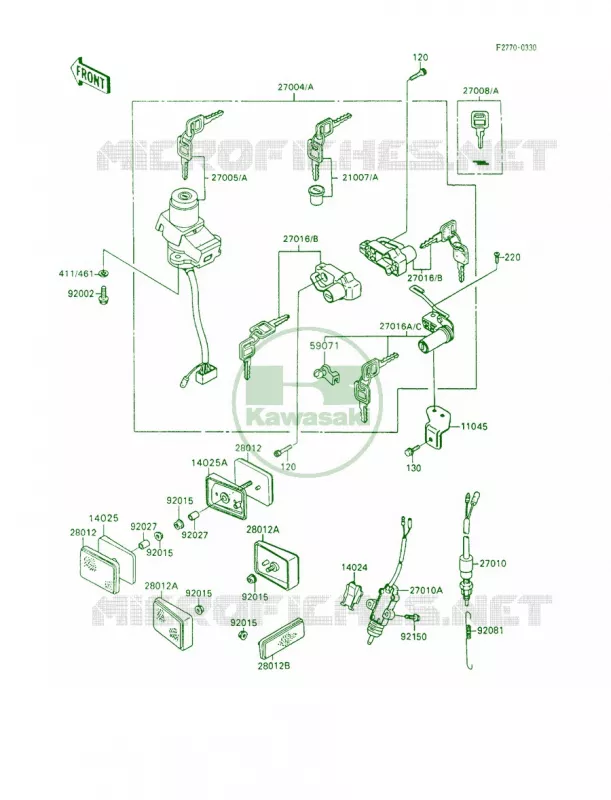 Ignition SwitchLocksReflectors Kawasaki MOTOS 600 1991 Ninja 600R  ZX600-C4