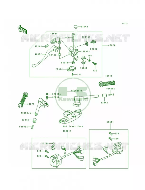 Handlebar Kawasaki MOTOS 600 1991 Ninja ZX-6  ZX600-D2