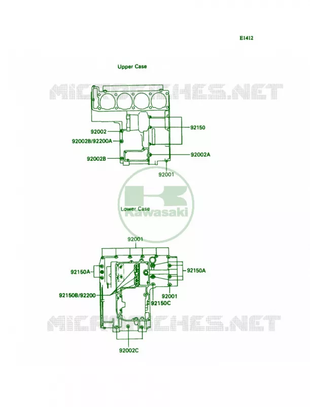 Crankcase Bolt Pattern Kawasaki MOTOS 1100 1990 Ninja ZX-11  ZX1100-C1