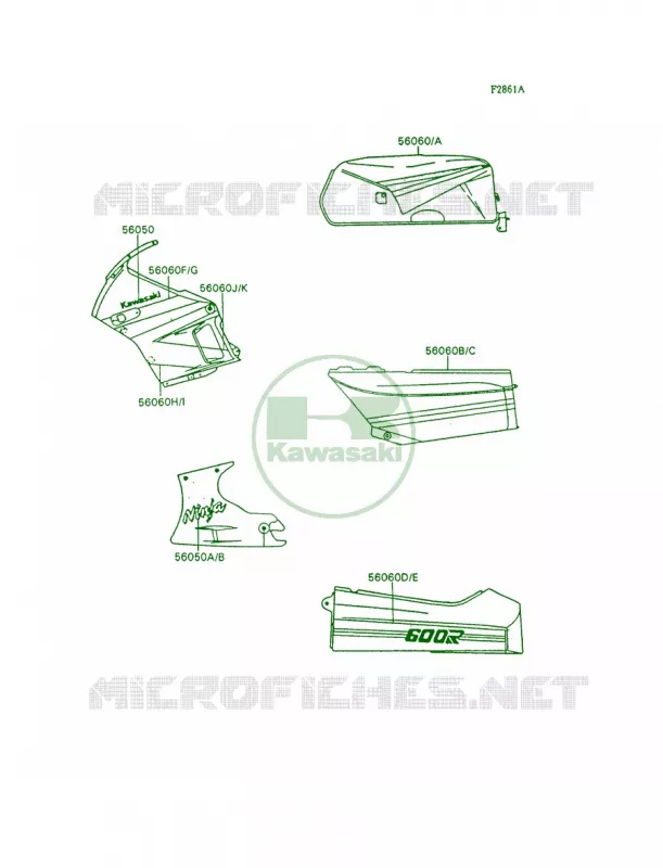 DecalsEbony Kawasaki MOTOS 600 1990 Ninja 600R  ZX600-C3