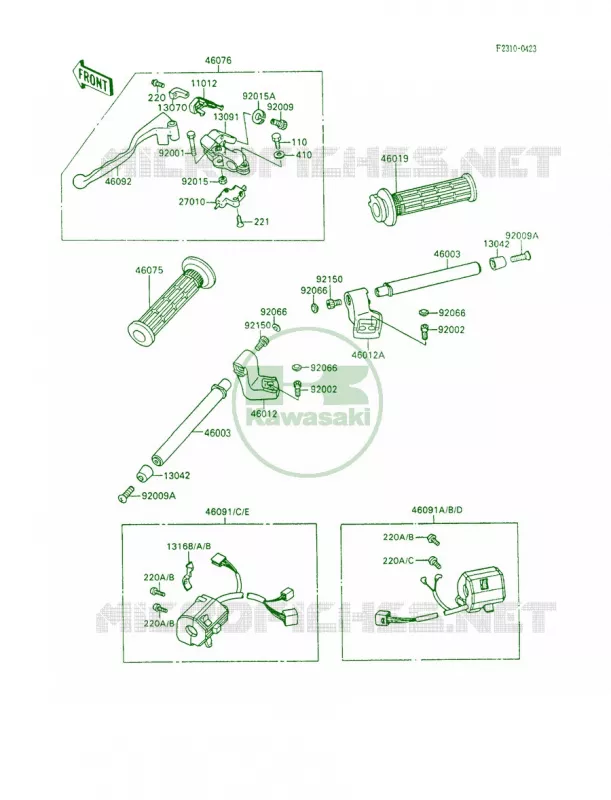 Handlebar Kawasaki MOTOS 600 1990 Ninja 600R  ZX600-C3