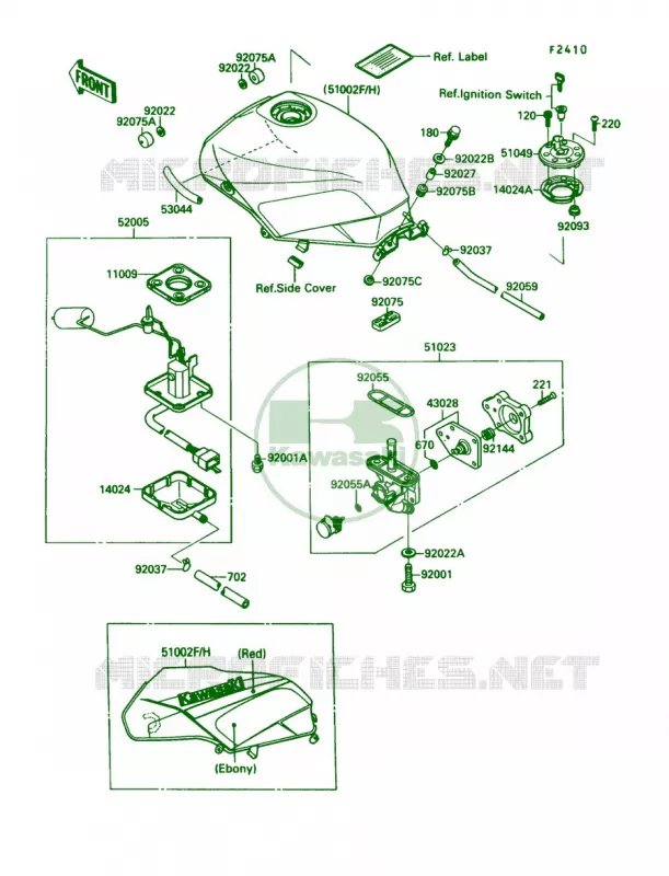 Fuel Tank Kawasaki MOTOS 750 1990 Ninja 750R  ZX750-F4