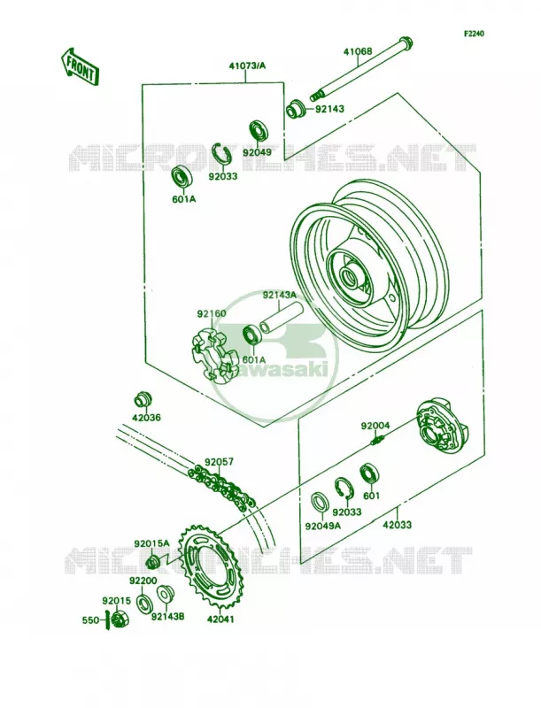 Rear WheelChain Kawasaki MOTOS 750 1990 Ninja ZX-7  ZX750-H2