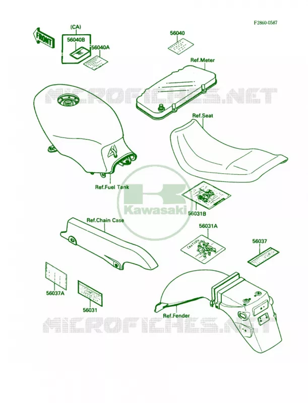 Labels Kawasaki MOTOS 500 1989 EX500  EX500-A3