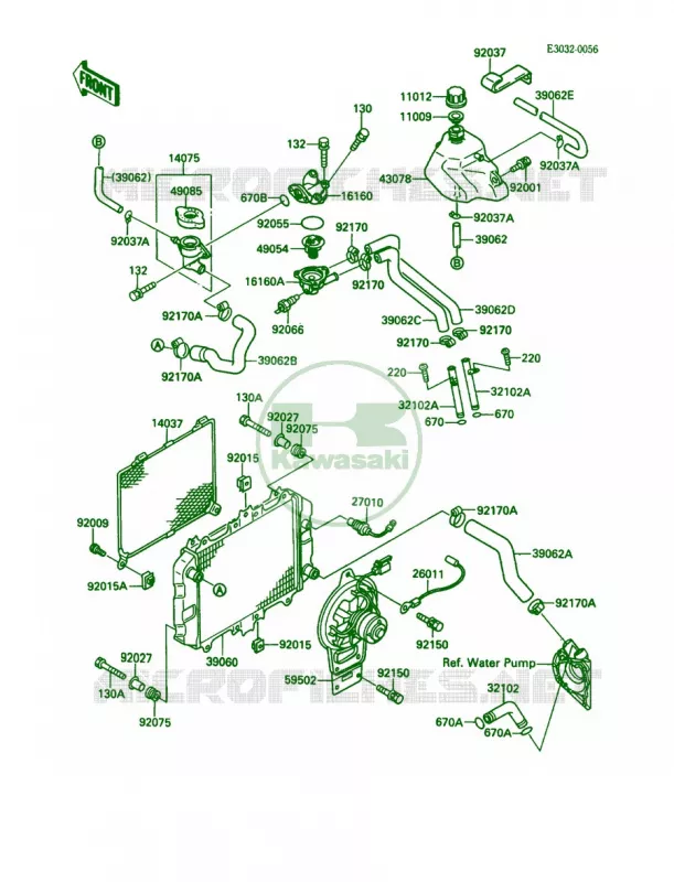 Radiator Kawasaki MOTOS 500 1989 EX500  EX500-A3