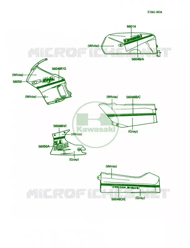 Decals Kawasaki MOTOS 600 1989 Ninja 600R  ZX600-C2