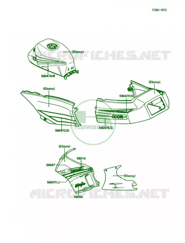 Decals Kawasaki MOTOS 600 1989 Ninja 600R  ZX600-C2