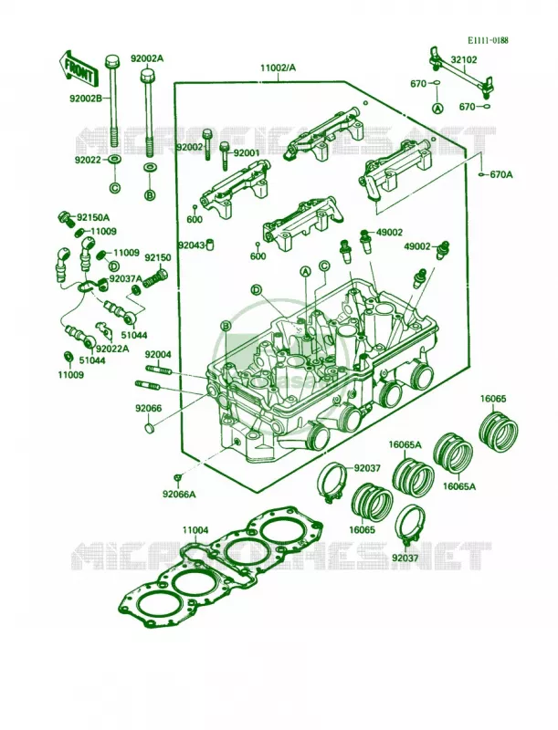 Cylinder Head Kawasaki MOTOS 750 1987 Ninja 750R  ZX750-F1