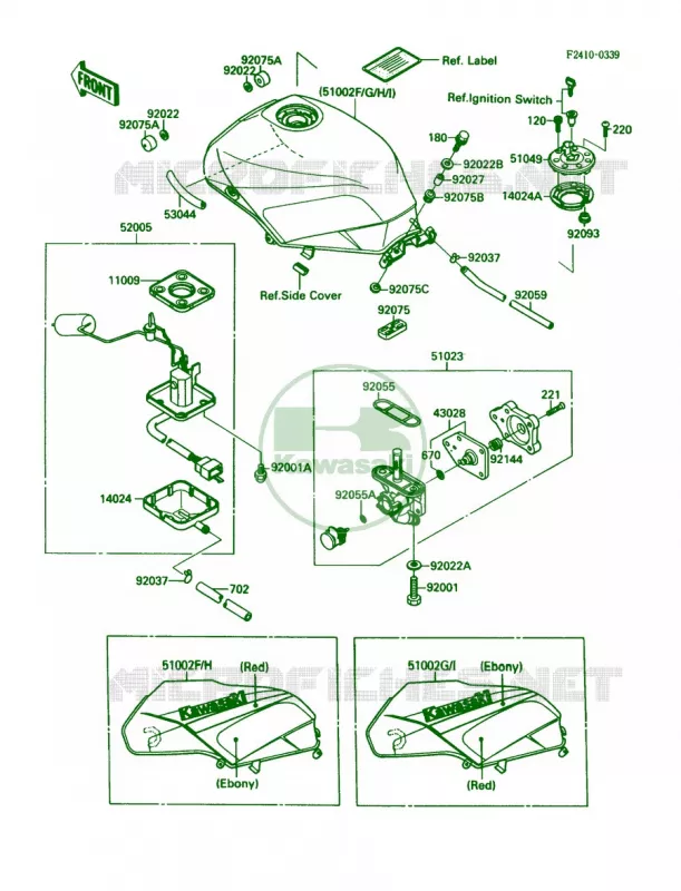 Fuel Tank Kawasaki MOTOS 750 1987 Ninja 750R  ZX750-F1