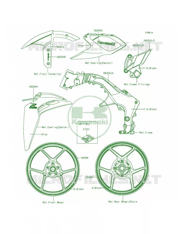 DecalsGreenGEFA Kawasaki MOTOS 1000 2015 Z1000 ABS  ZR1000GFF