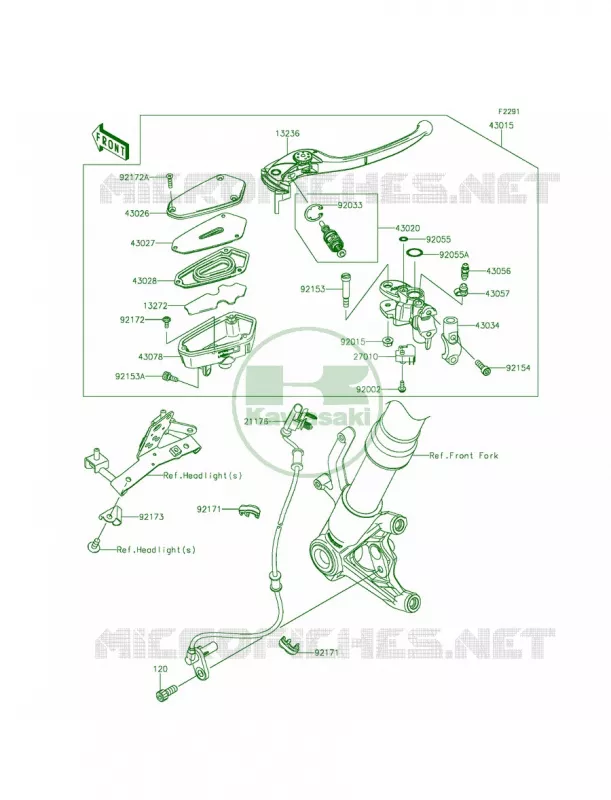 Front Master Cylinder Kawasaki MOTOS 1000 2015 Z1000 ABS  ZR1000GFF