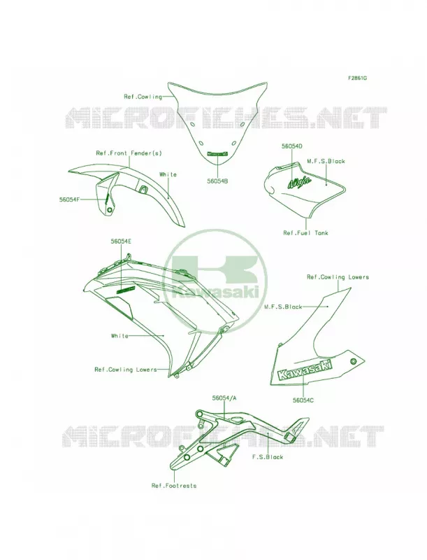 DecalsP.F.S.WhiteFFF Kawasaki MOTOS 650 2015 Ninja 650 ABS  EX650FFF