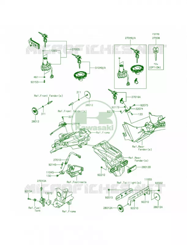 Ignition SwitchLocksReflectors Kawasaki MOTOS 300 2015 Ninja 300 SE  EX300AFFA