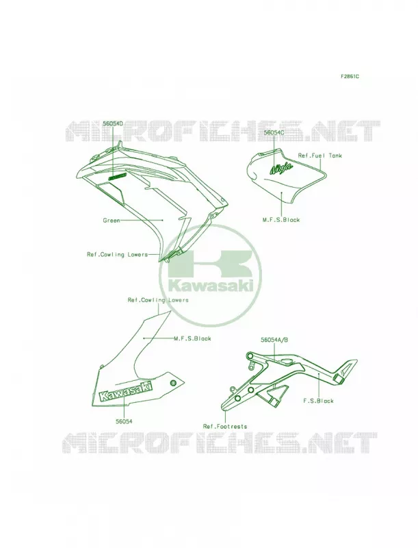 DecalsGreenEDSCN Kawasaki MOTOS 650 2015 Ninja 650  EX650EFF