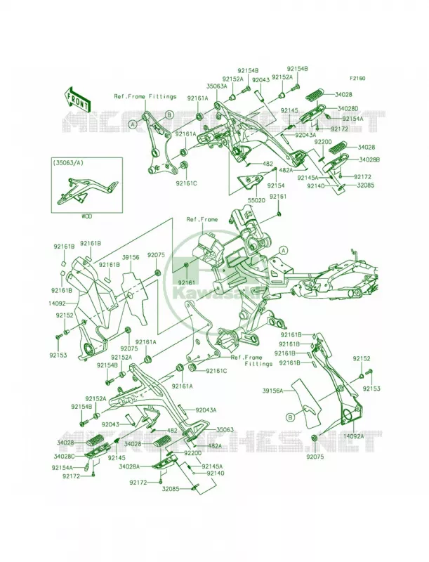 Footrests Kawasaki MOTOS 650 2015 Ninja 650  EX650EFF