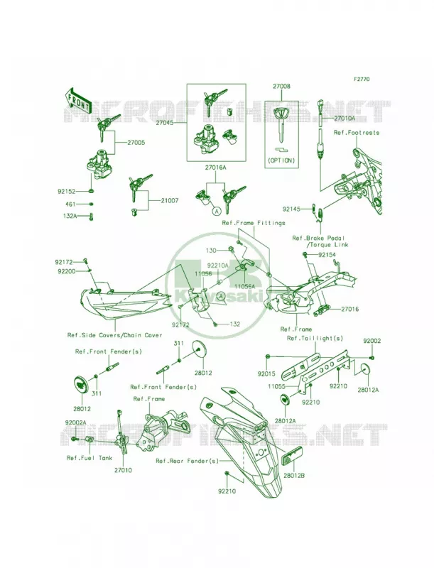 Ignition SwitchLocksReflectors Kawasaki MOTOS 650 2015 Ninja 650  EX650EFF
