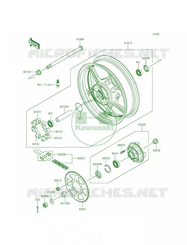 Rear WheelChain Kawasaki MOTOS 650 2015 Ninja 650  EX650EFF