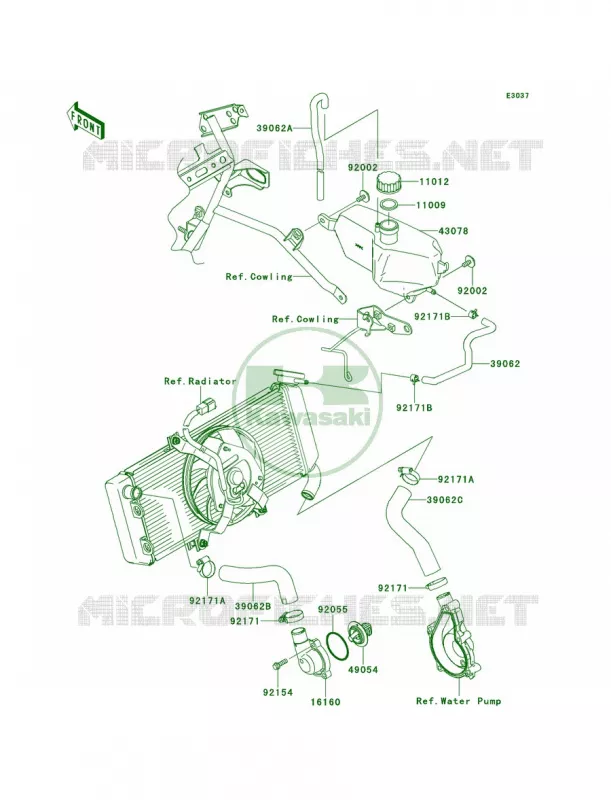Water Pipe Kawasaki MOTOS 650 2013 Versys  KLE650CDF
