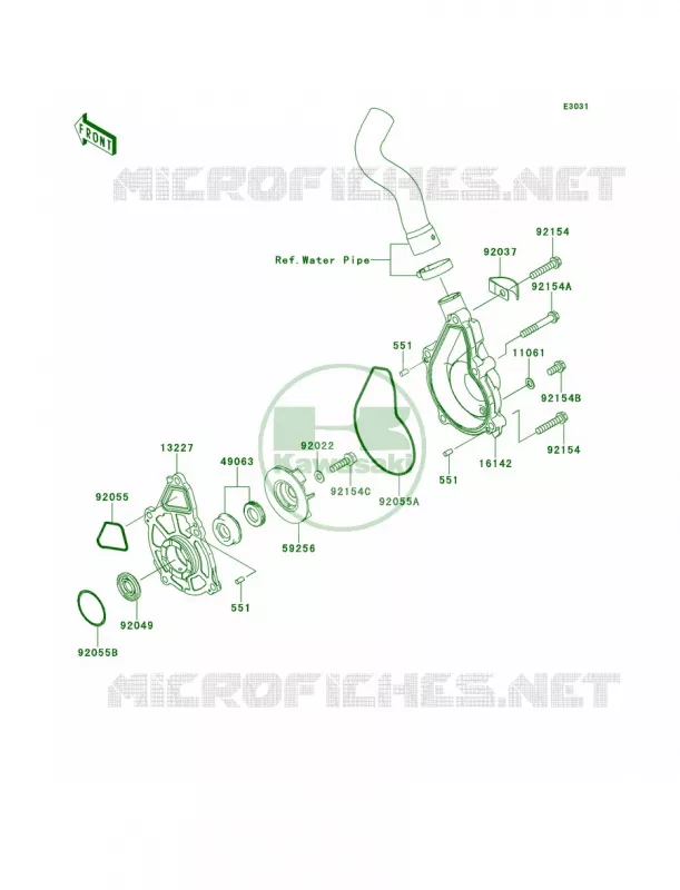 Water Pump Kawasaki MOTOS 650 2013 Versys  KLE650CDF