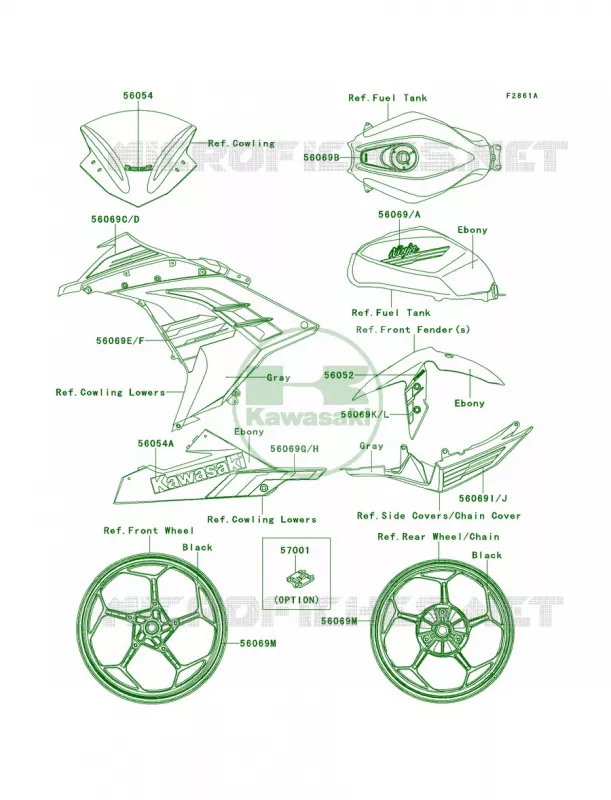 DecalsEbonyBDFACN Kawasaki MOTOS 300 2014 Ninja 300 ABS  EX300BEF