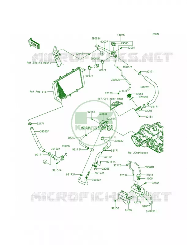 Water Pipe Kawasaki MOTOS 1000 2014 Ninja 1000 ABS  ZX1000MEF