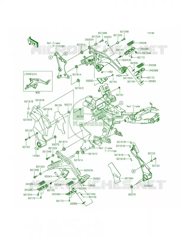 Footrests Kawasaki MOTOS 650 2014 Ninja 650 ABS  EX650FEF