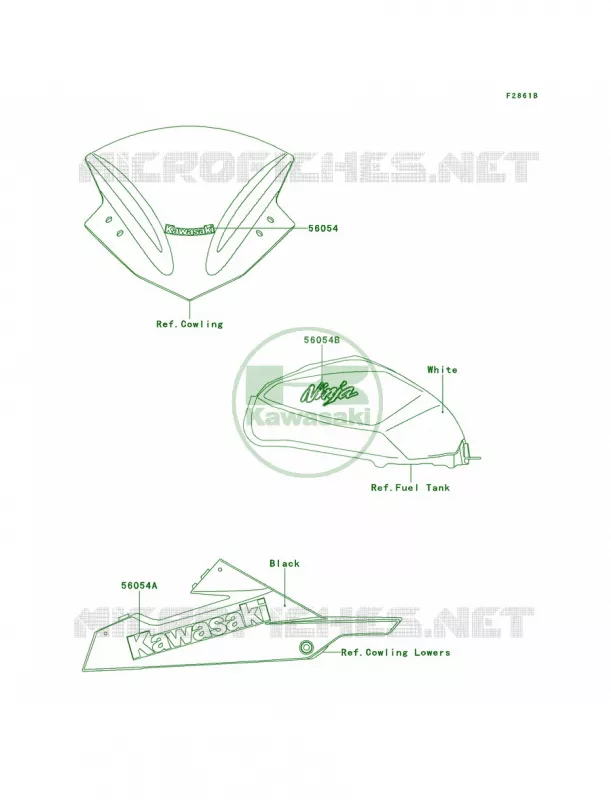DecalsWhiteAESCN Kawasaki MOTOS 300 2014 Ninja 300  EX300AES