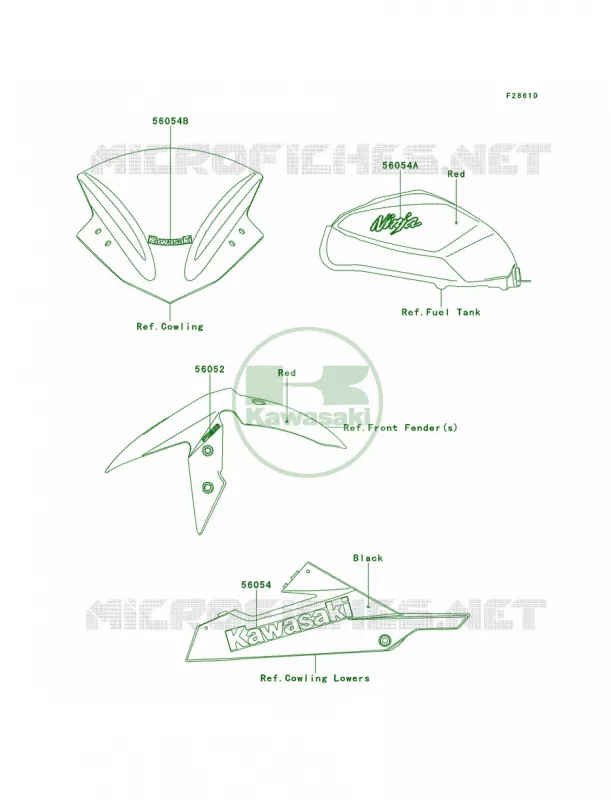 DecalsRedBEFCAUS Kawasaki MOTOS 300 2014 Ninja 300 ABS SE  EX300BEFA