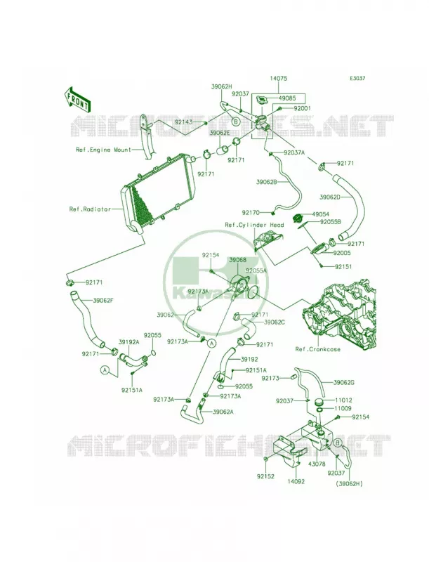 Water Pipe Kawasaki MOTOS 1000 2014 Z1000 ABS  ZR1000GEF