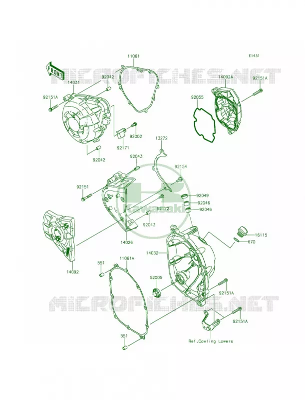 Engine Covers Kawasaki MOTOS 1000 2014 Z1000 ABS  ZR1000GEFA
