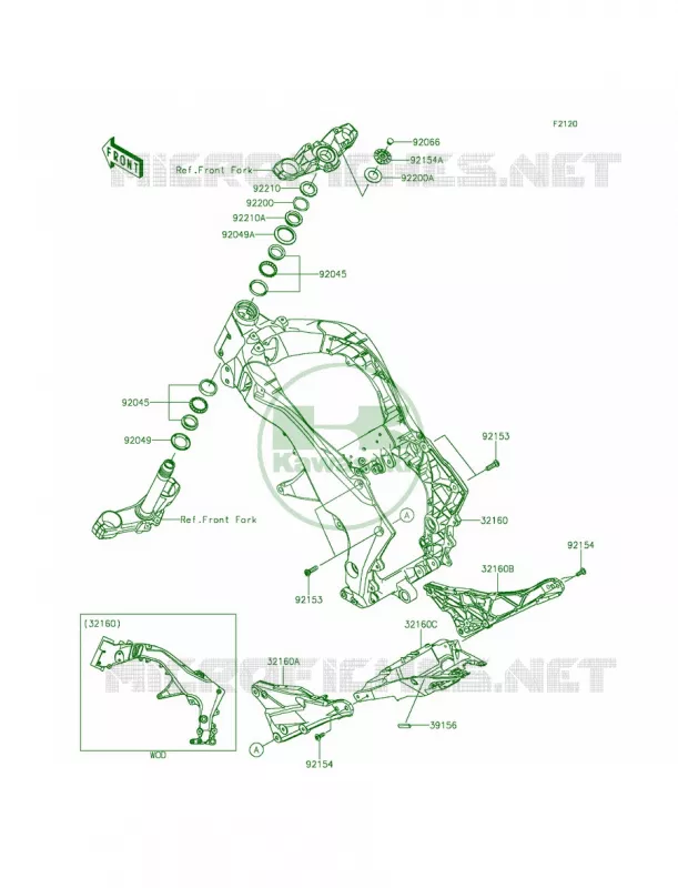 Frame Kawasaki MOTOS 1000 2014 Z1000 ABS  ZR1000GEFA