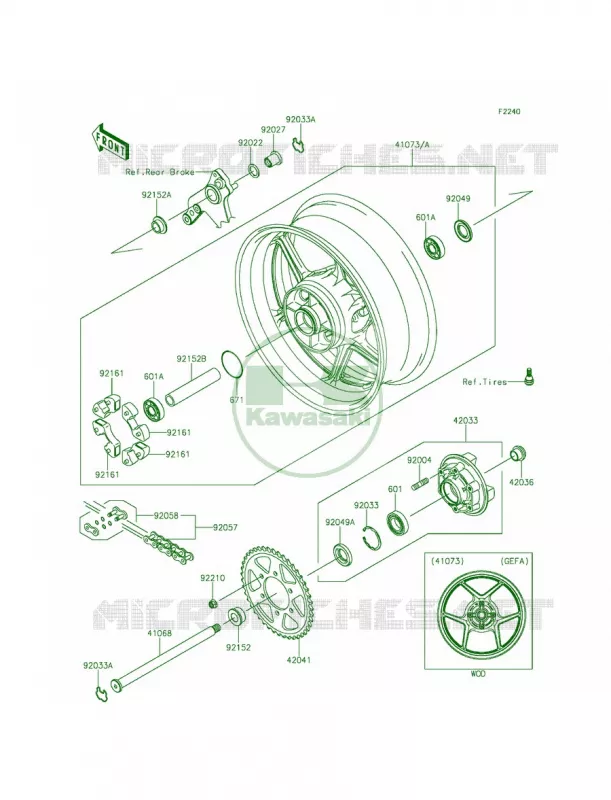 Rear WheelChain Kawasaki MOTOS 1000 2014 Z1000 ABS  ZR1000GEFA