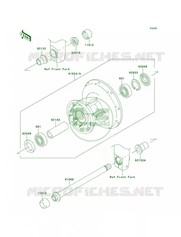 Front Hub Kawasaki MOTOS 800 2014 W800  EJ800AEF