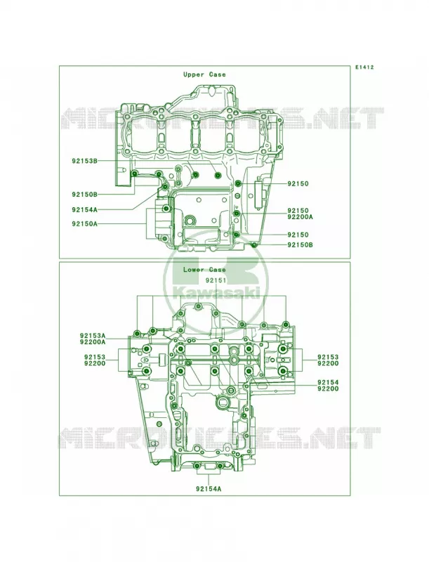 Crankcase Bolt Pattern Kawasaki MOTOS 100 2014 Versys 1000  KLZ1000AEF