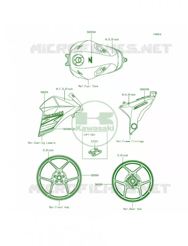 DecalsBlackAEF Kawasaki MOTOS 800 2014 ZR800  ZR800AEF